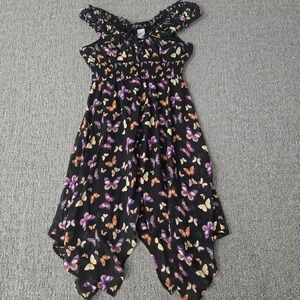 Fairycore Butterfly Asymmetric Y2K Midi Dress Fairy Grunge Ruffle Peasant S